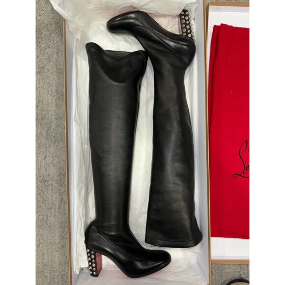 Christian Louboutin Study Stretch 85 Black Nappa Leather Knee High Heel Boot 36 - Picture 6 of 16